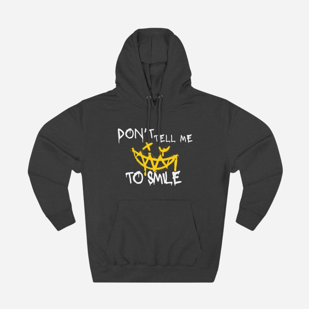 To Smile – charcoal hoodie – grey bg